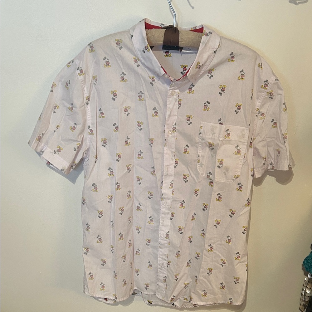 Disney White Mickey Mouse Short Sleeve Shirt